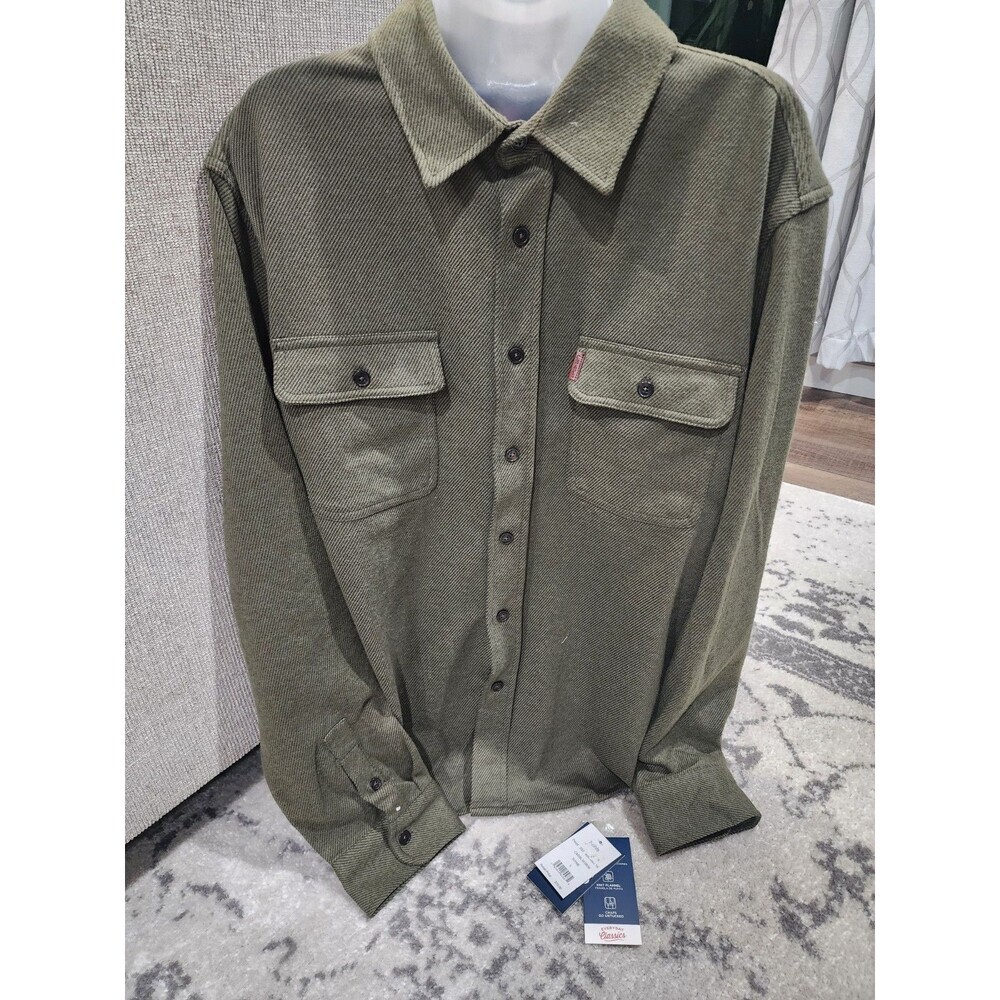 NEW Chaps Men's LARGE Lakeland Flannel Shirt Evergreen GREEN